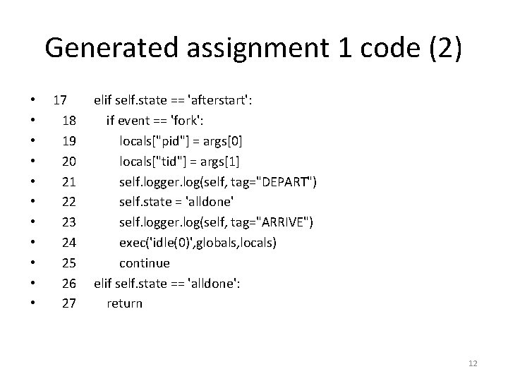 Generated assignment 1 code (2) • • • 17 18 19 20 21 22