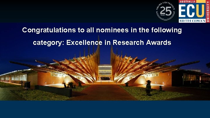 Congratulations to all nominees in the following category: Excellence in Research Awards 