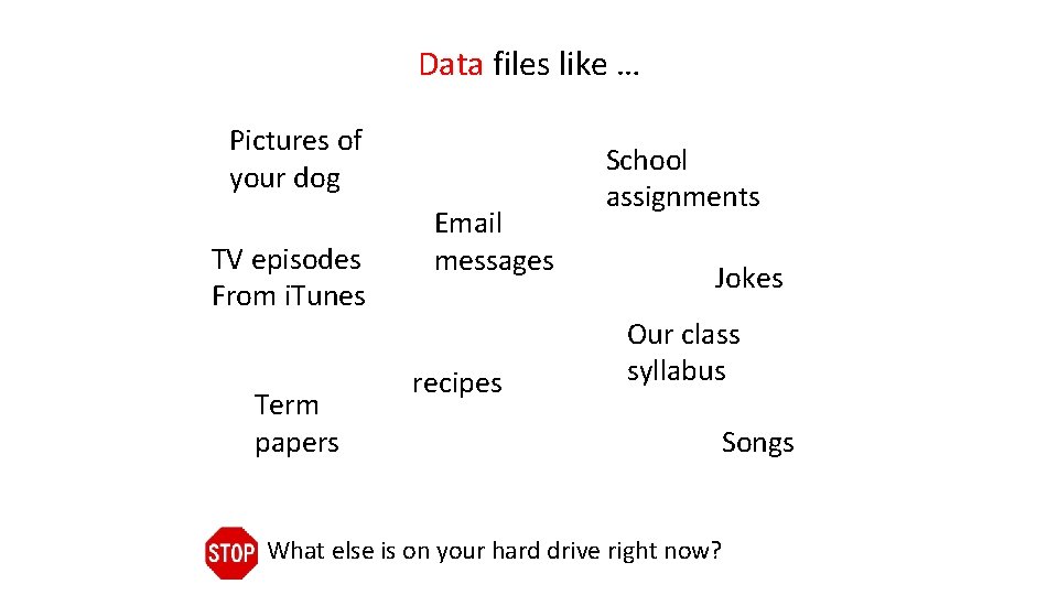 Data files like … Pictures of your dog TV episodes From i. Tunes Term
