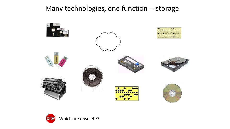 Many technologies, one function -- storage Which are obsolete? 