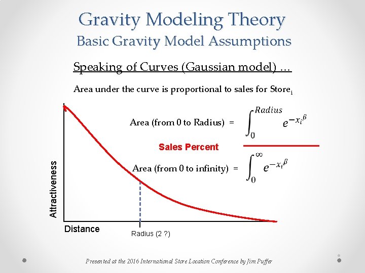 Gravity Modeling Theory Basic Gravity Model Assumptions Speaking of Curves (Gaussian model) … Area Gravity Modeling Theory Basic Gravity Model Assumptions Speaking of Curves (Gaussian model) … Area