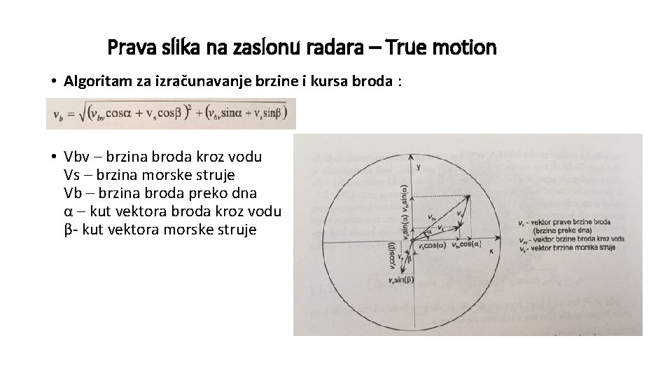 Prava slika na zaslonu radara – True motion • Algoritam za izračunavanje brzine i Prava slika na zaslonu radara – True motion • Algoritam za izračunavanje brzine i