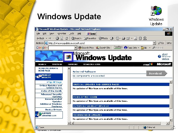 Windows Update 37 Symantec Confidential k 