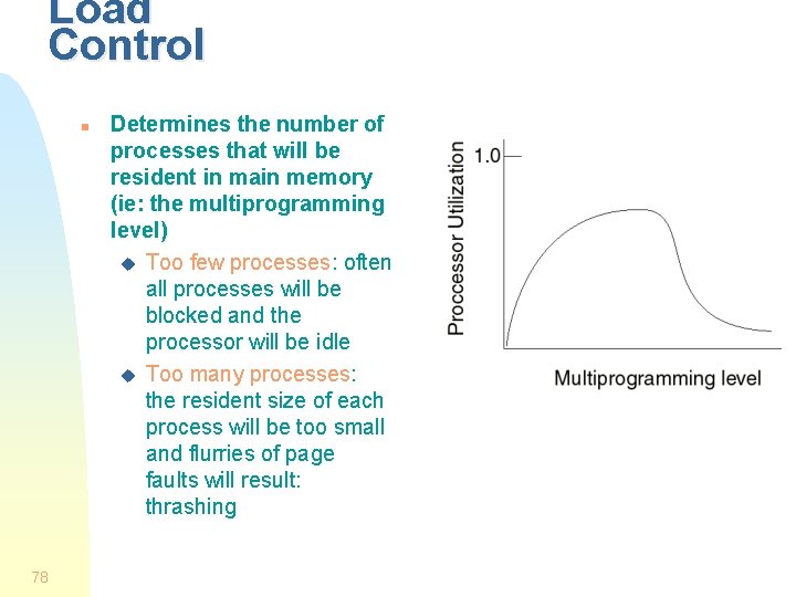 Load Control n 78 Determines the number of processes that will be resident in