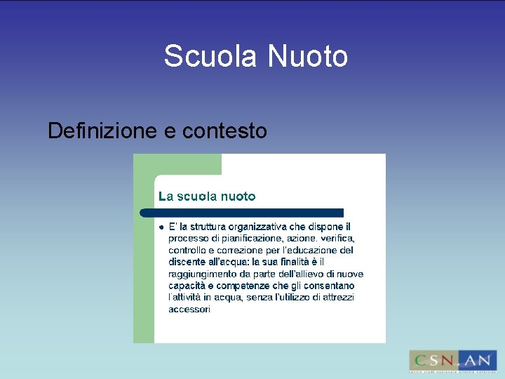 Scuola Nuoto Definizione e contesto 