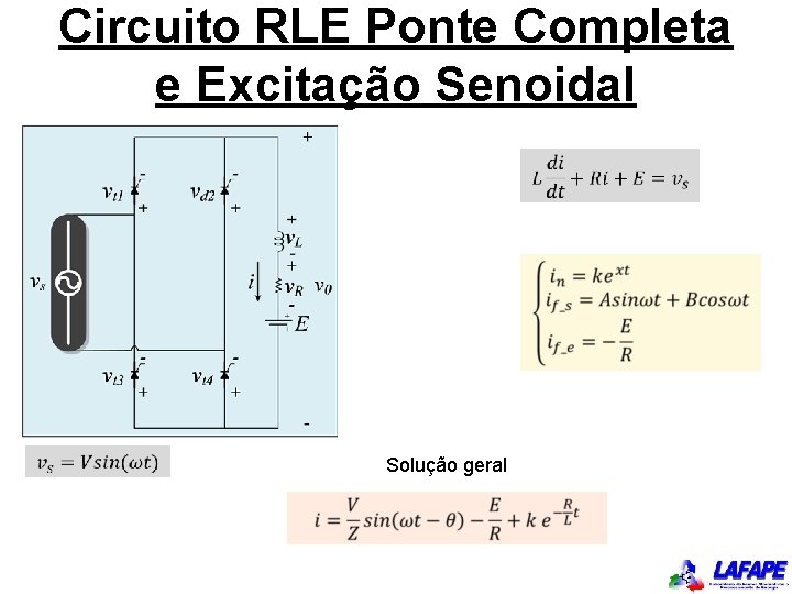 Circuito RLE Ponte Completa e Excitação Senoidal Solução geral 