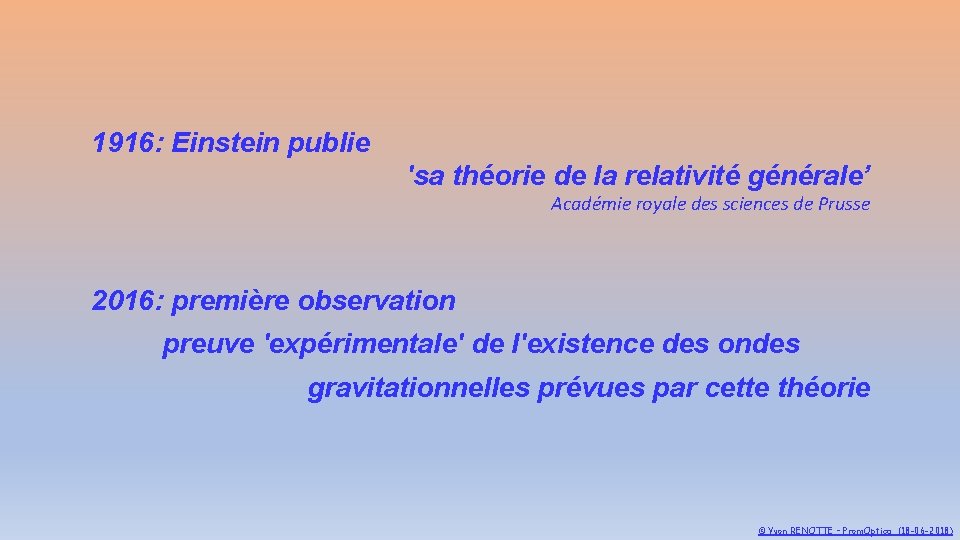 1916: Einstein publie 'sa théorie de la relativité générale’ Académie royale des sciences de