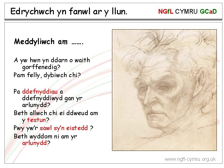 Edrychwch yn fanwl ar y llun. NGf. L CYMRU GCa. D Meddyliwch am …….