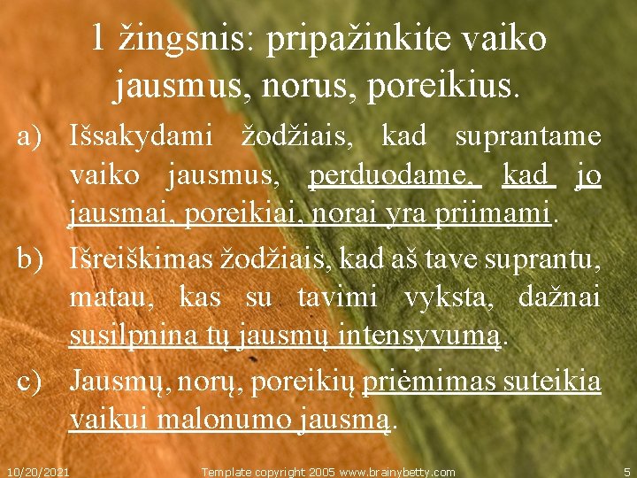 1 žingsnis: pripažinkite vaiko jausmus, norus, poreikius. a) Išsakydami žodžiais, kad suprantame vaiko jausmus,