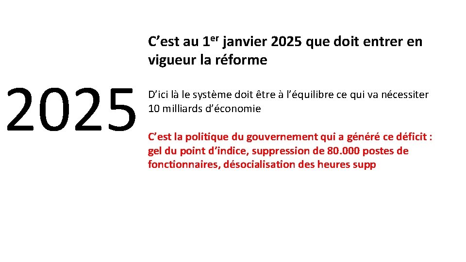 2025 C’est au 1 er janvier 2025 que doit entrer en vigueur la réforme