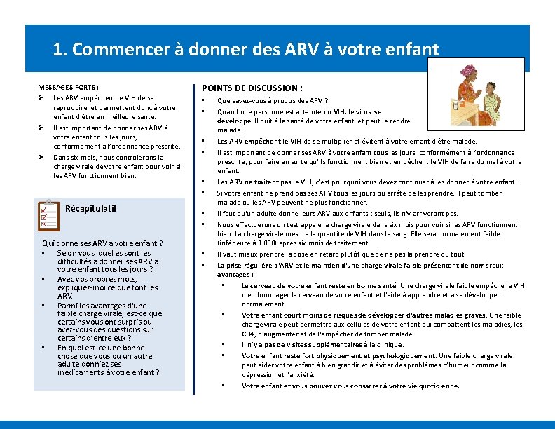 1. Commencer à donner des ARV à votre enfant MESSAGES FORTS : Ø Les