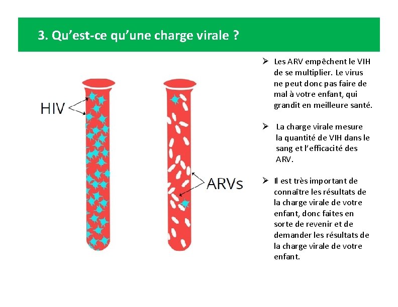 3. Qu’est-ce qu’une charge virale ? Ø Les ARV empêchent le VIH de se