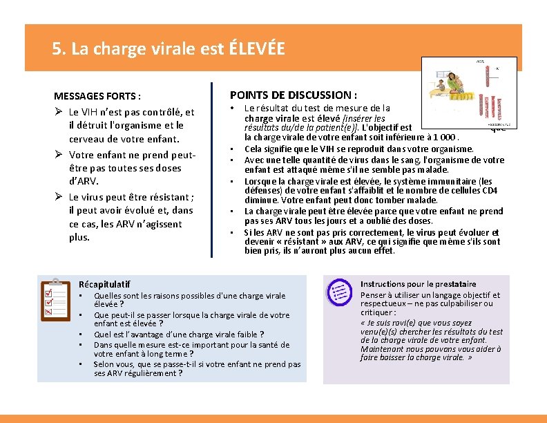 5. La charge virale est ÉLEVÉE MESSAGES FORTS : Ø Le VIH n’est pas