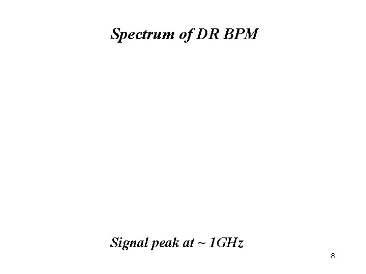 Spectrum of DR BPM Signal peak at ~ 1 GHz 8 