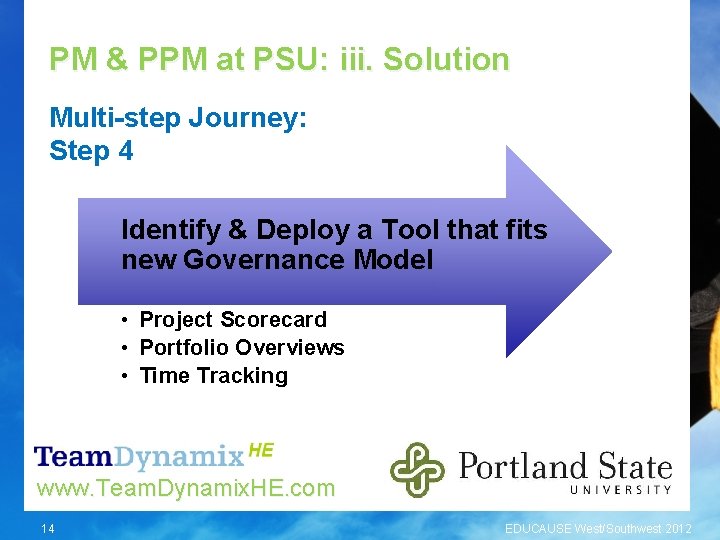 PM & PPM at PSU: iii. Solution Multi-step Journey: Step 4 Identify & Deploy
