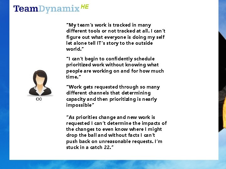 “My team’s work is tracked in many different tools or not tracked at all.