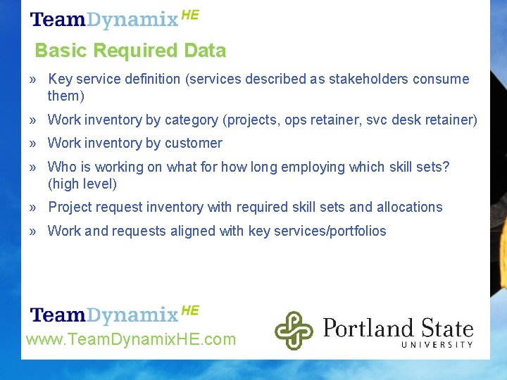 Basic Required Data » Key service definition (services described as stakeholders consume them) »