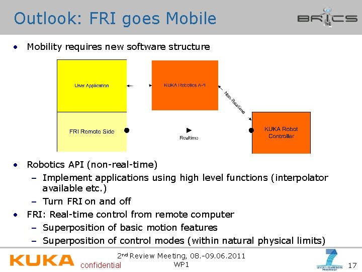 Outlook: FRI goes Mobile • Mobility requires new software structure • Robotics API (non-real-time)