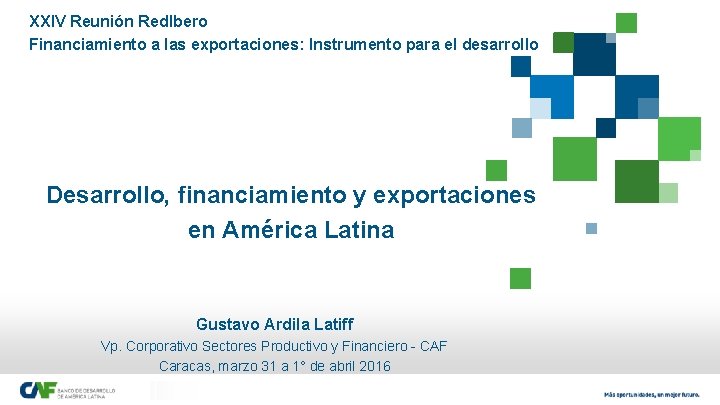 XXIV Reunión Red. Ibero Financiamiento a las exportaciones: Instrumento para el desarrollo Desarrollo, financiamiento