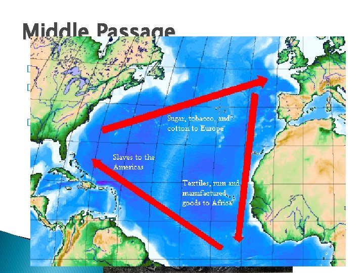 Middle Passage of the journey on the triangular trade � 20% of captives died