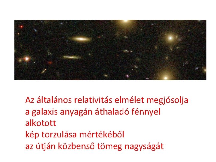 Az általános relativitás elmélet megjósolja a galaxis anyagán áthaladó fénnyel alkotott kép torzulása mértékéből