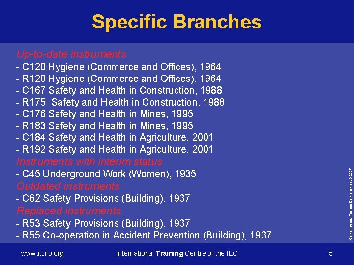 Specific Branches Up-to-date instruments - C 120 Hygiene (Commerce and Offices), 1964 - R