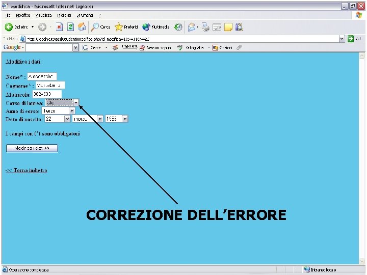 CORREZIONE DELL’ERRORE 