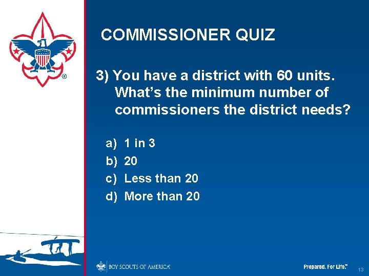 COMMISSIONER QUIZ 3) You have a district with 60 units. What’s the minimum number COMMISSIONER QUIZ 3) You have a district with 60 units. What’s the minimum number