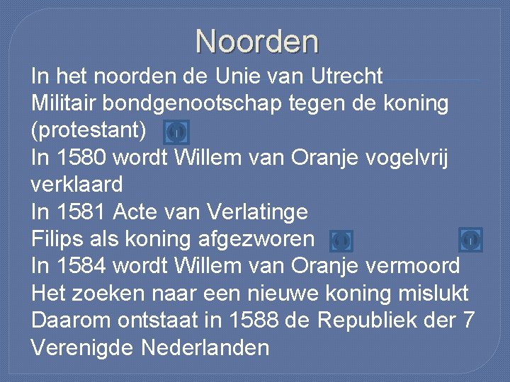 Noorden In het noorden de Unie van Utrecht Militair bondgenootschap tegen de koning (protestant)