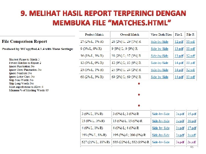 9. MELIHAT HASIL REPORT TERPERINCI DENGAN MEMBUKA FILE “MATCHES. HTML” . . . 46