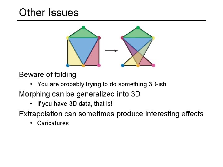 Other Issues Beware of folding • You are probably trying to do something 3