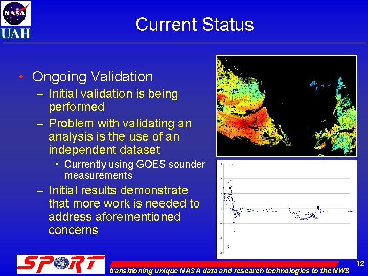 Current Status • Ongoing Validation – Initial validation is being performed – Problem with