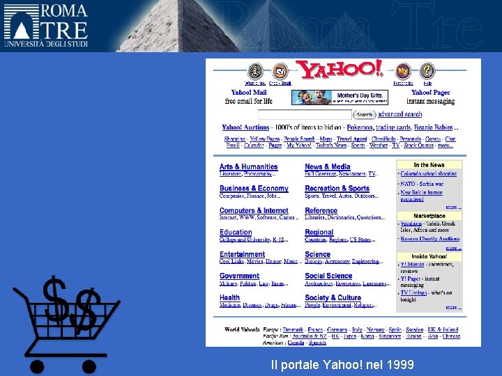 Il portale Yahoo! nel 1999 