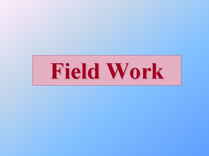 Field Work 