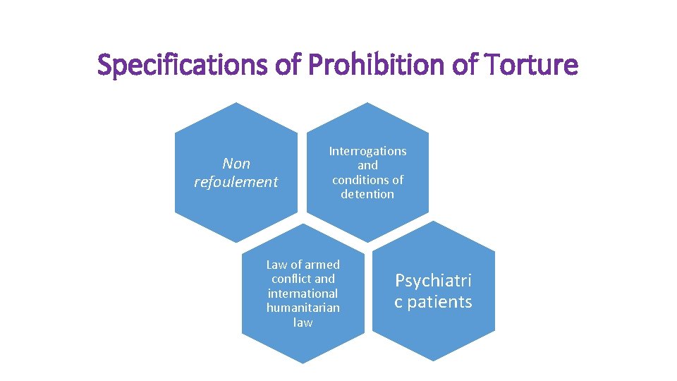 Specifications of Prohibition of Torture Non refoulement Interrogations and conditions of detention Law of