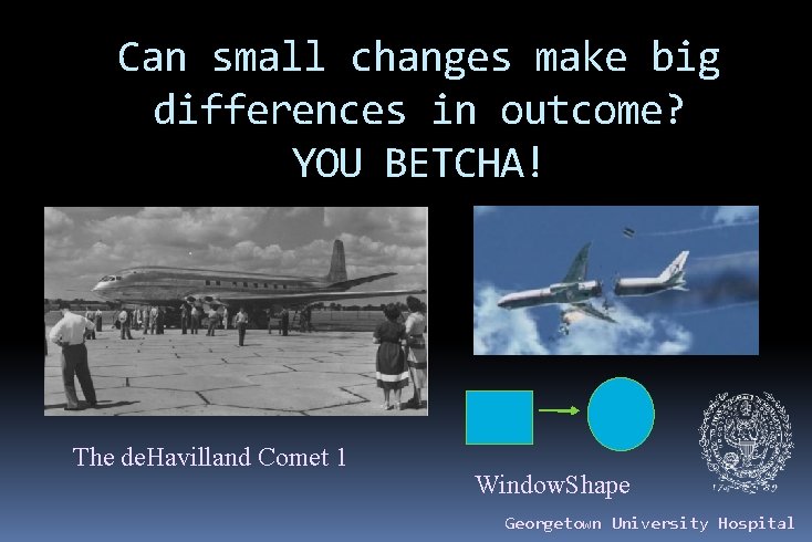 Can small changes make big differences in outcome? YOU BETCHA! The de. Havilland Comet