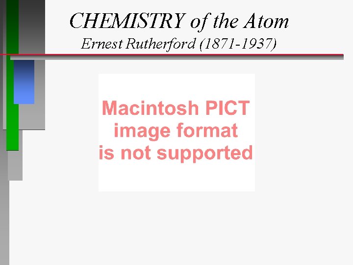 CHEMISTRY of the Atom Ernest Rutherford (1871 -1937) 