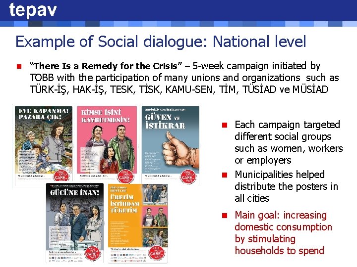 Example of Social dialogue: National level 5 -week campaign initiated by TOBB with the
