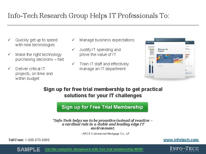 Info-Tech Research Group Helps IT Professionals To: ü ü ü Quickly get up to Info-Tech Research Group Helps IT Professionals To: ü ü ü Quickly get up to