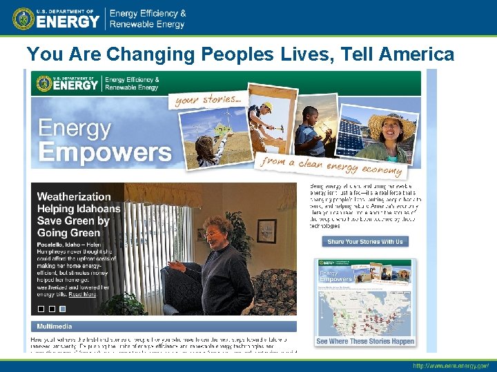 You Are Changing Peoples Lives, Tell America 