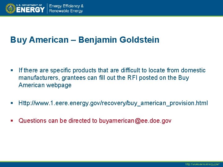 Buy American – Benjamin Goldstein § If there are specific products that are difficult