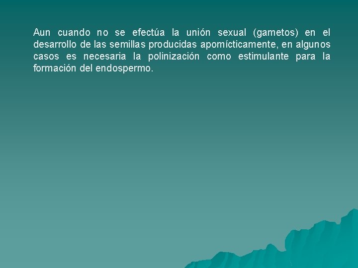 Aun cuando no se efectúa la unión sexual (gametos) en el desarrollo de las