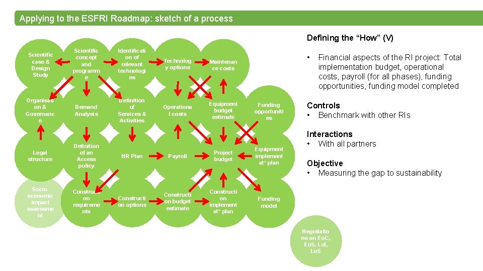 Applying to the ESFRI Roadmap: sketch of a process Defining the “How” (V) Scientific