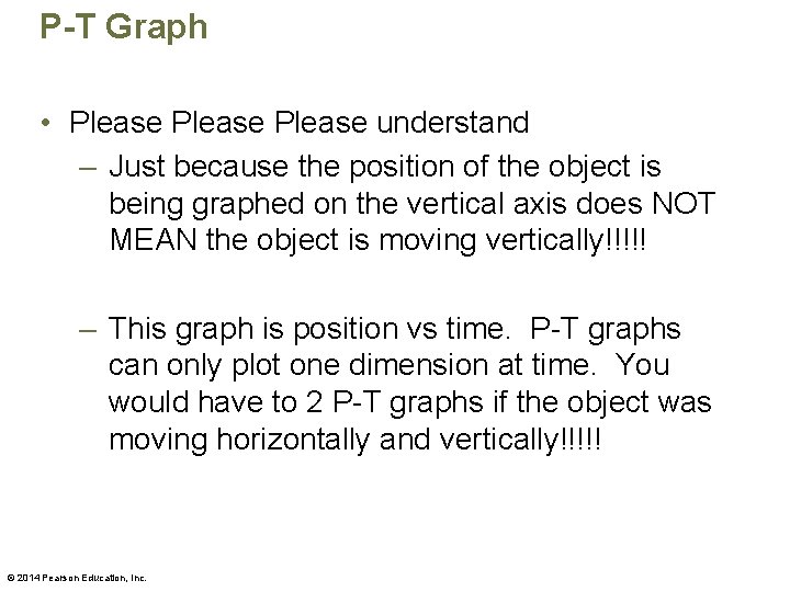P-T Graph • Please understand – Just because the position of the object is