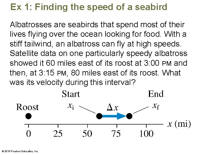 Ex 1: Finding the speed of a seabird Albatrosses are seabirds that spend most