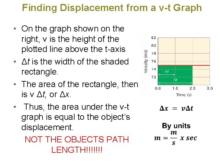 Finding Displacement from a v-t Graph • On the graph shown on the right,