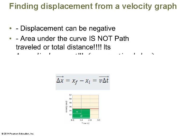 Finding displacement from a velocity graph • © 2014 Pearson Education, Inc. 