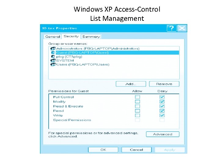 Windows XP Access-Control List Management 