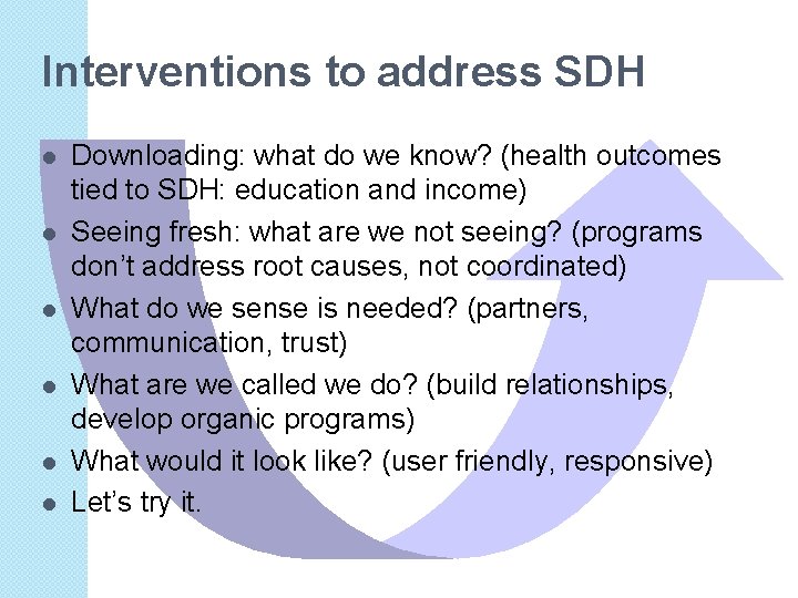 Interventions to address SDH l l l Downloading: what do we know? (health outcomes