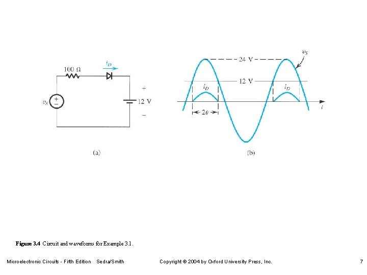 Figure 3. 4 Circuit and waveforms for Example 3. 1. Microelectronic Circuits - Fifth